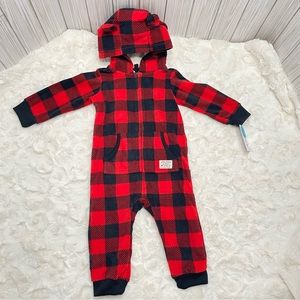 Carter's Buffalo Plaid Hooded Jumpsuit-Baby-12m-NWT